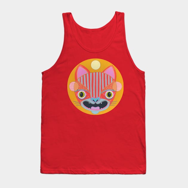 Orange Silly Scaredy Cat Tank Top by jenniferdavisart